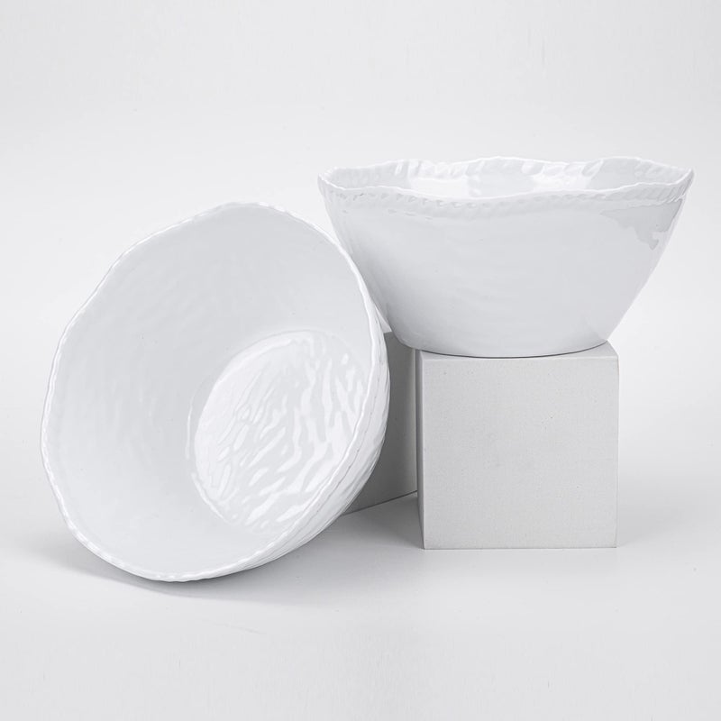 KX-WARE Melamine Cereal Bowls Set - 28 oz/6 inch 100% Melamine Soup/Salad Bowls | set of 6, White | Break-resistant and Dishwasher Safe, BPA Free - Image 3